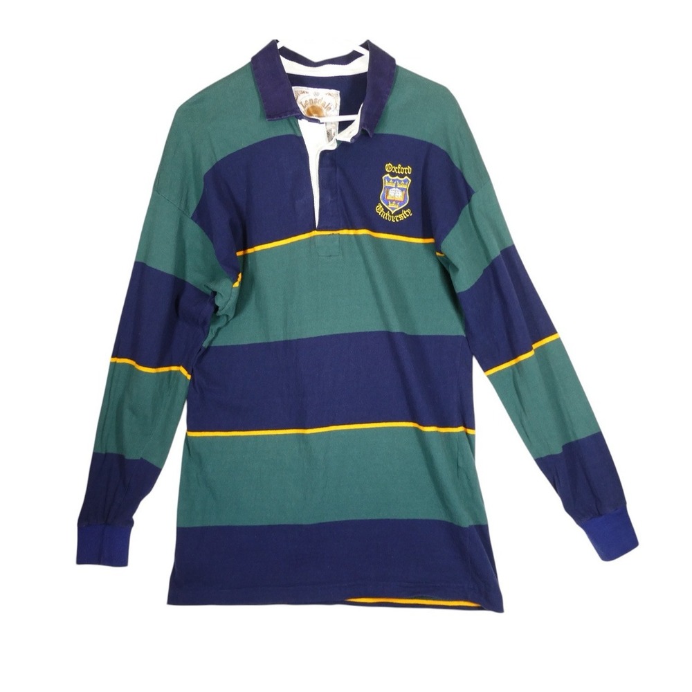 Vintage Rugby Oxford University Polo Shirt XLGreen Blue Y2K 90s Block Mens